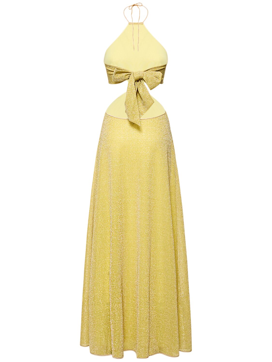 Shop Oséree Swimwear Lumiere Lurex Long Dress In Yellow