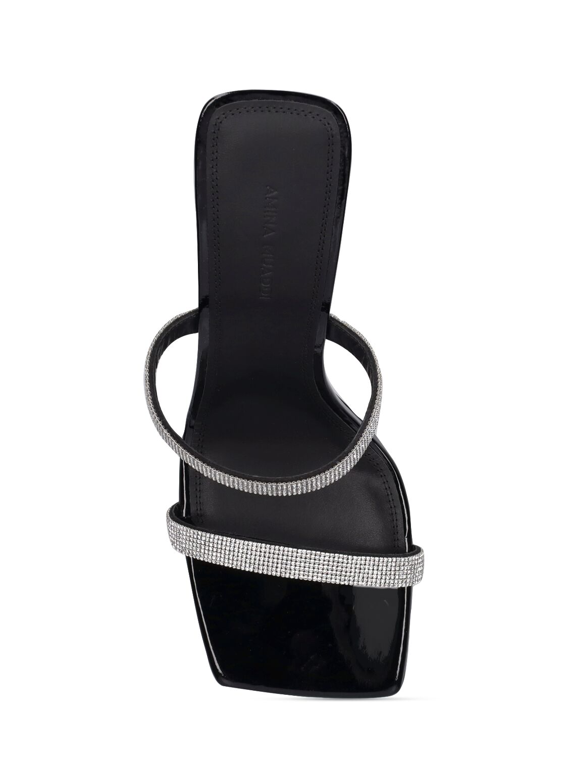 Shop Amina Muaddi 95mm Rih Patent Leather Sandals In Black