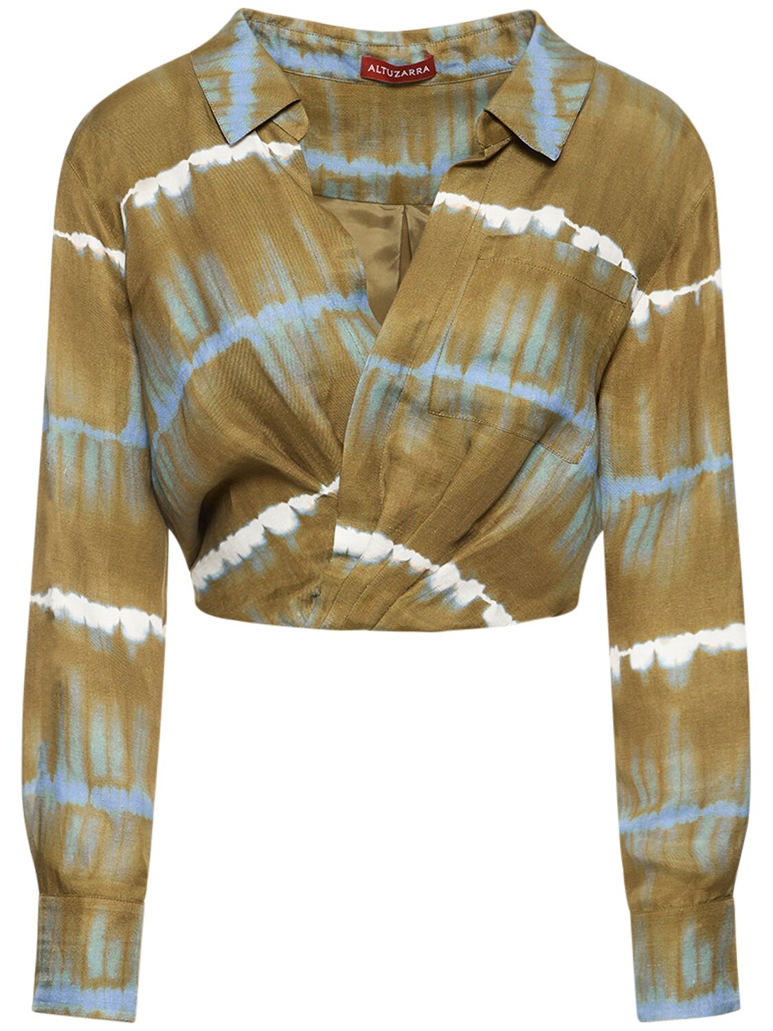 Rhodes Printed Linen Crop Shirt W/twist – WOMEN > CLOTHING > SHIRTS