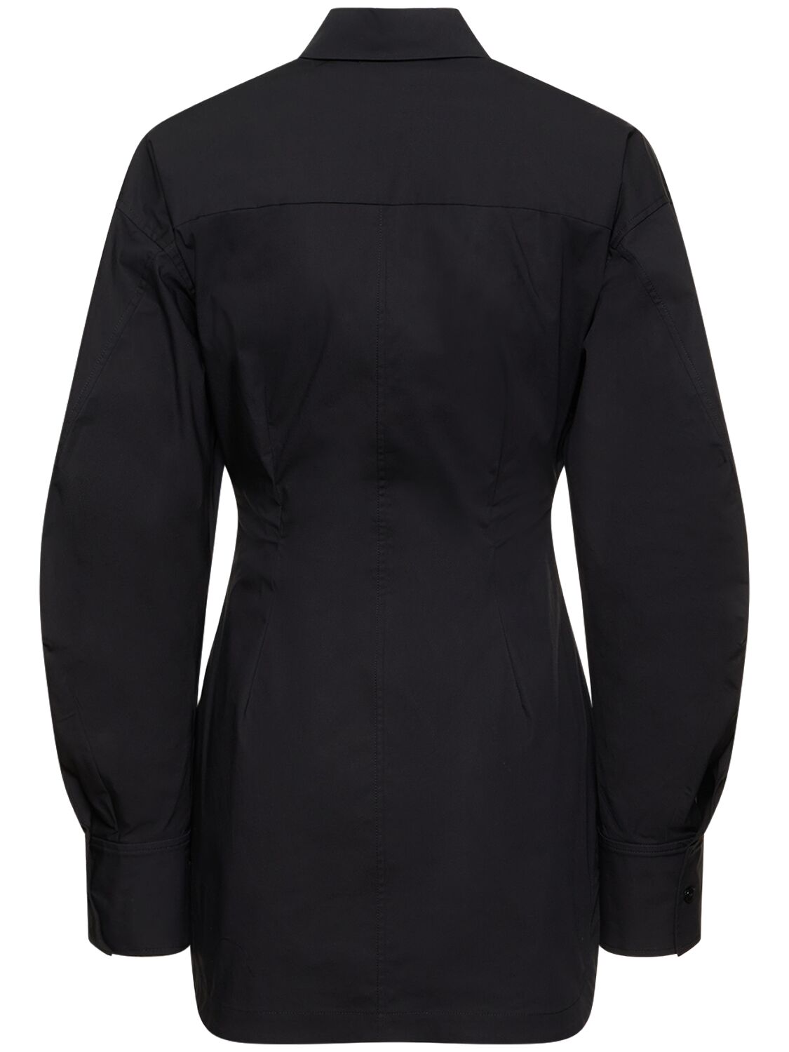 Shop Attico Stretch Cotton Mini Bustier Shirt Dress In Black