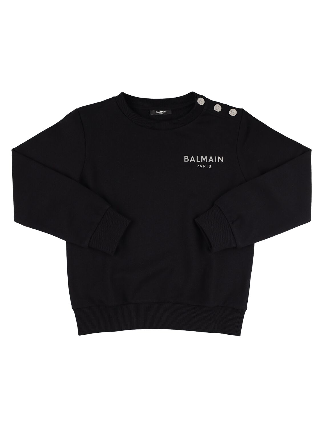 Balmain Kids' Logo Organic Cotton Sweatshirt In Black