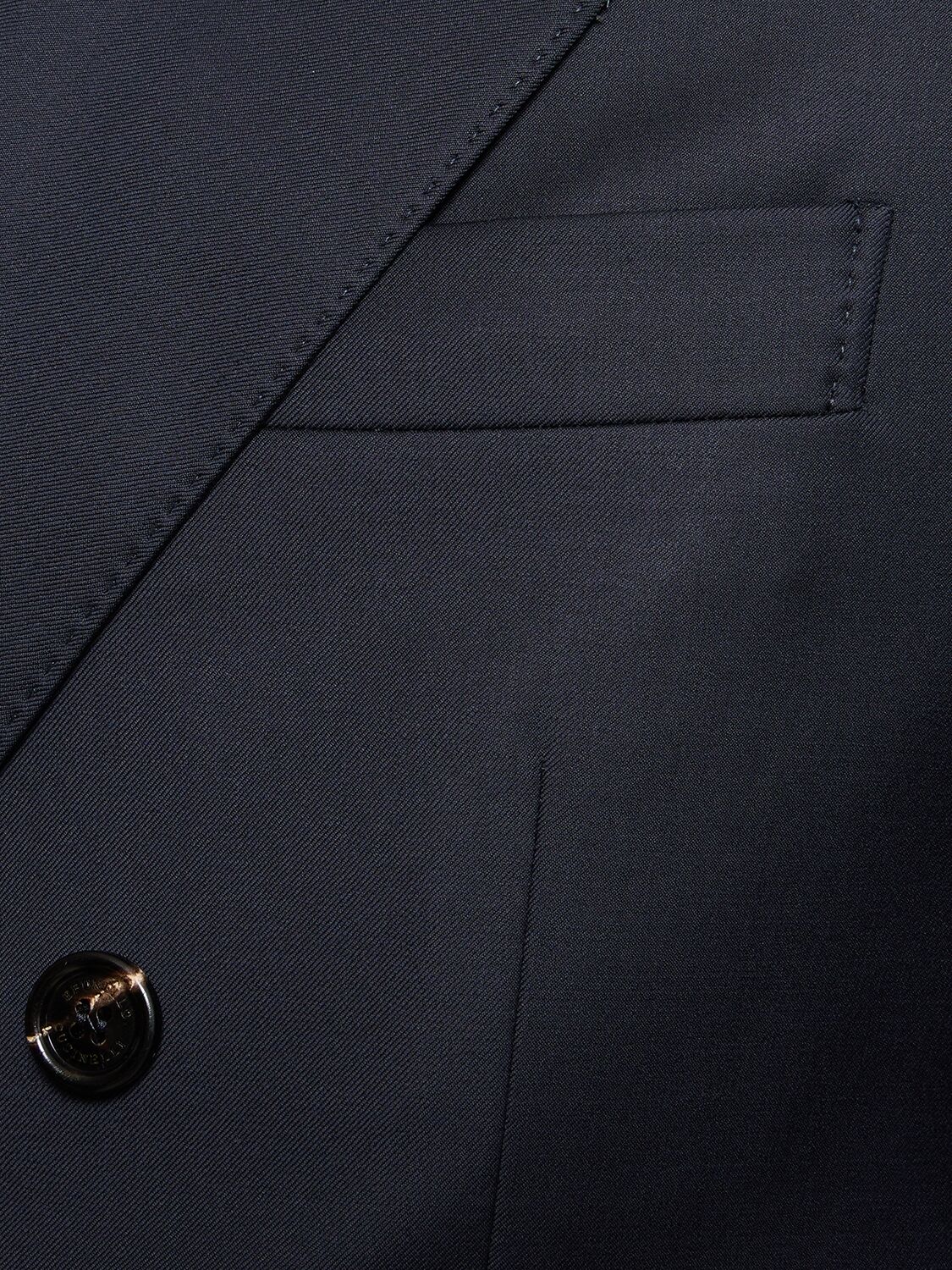 Shop Brunello Cucinelli Wool Double Breasted Suit In Navy