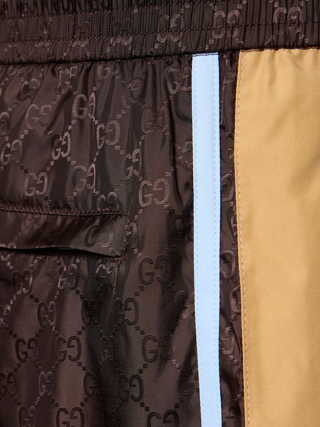 Shop Gucci Gg Nylon Jacquard Swim Shorts In Chocolate