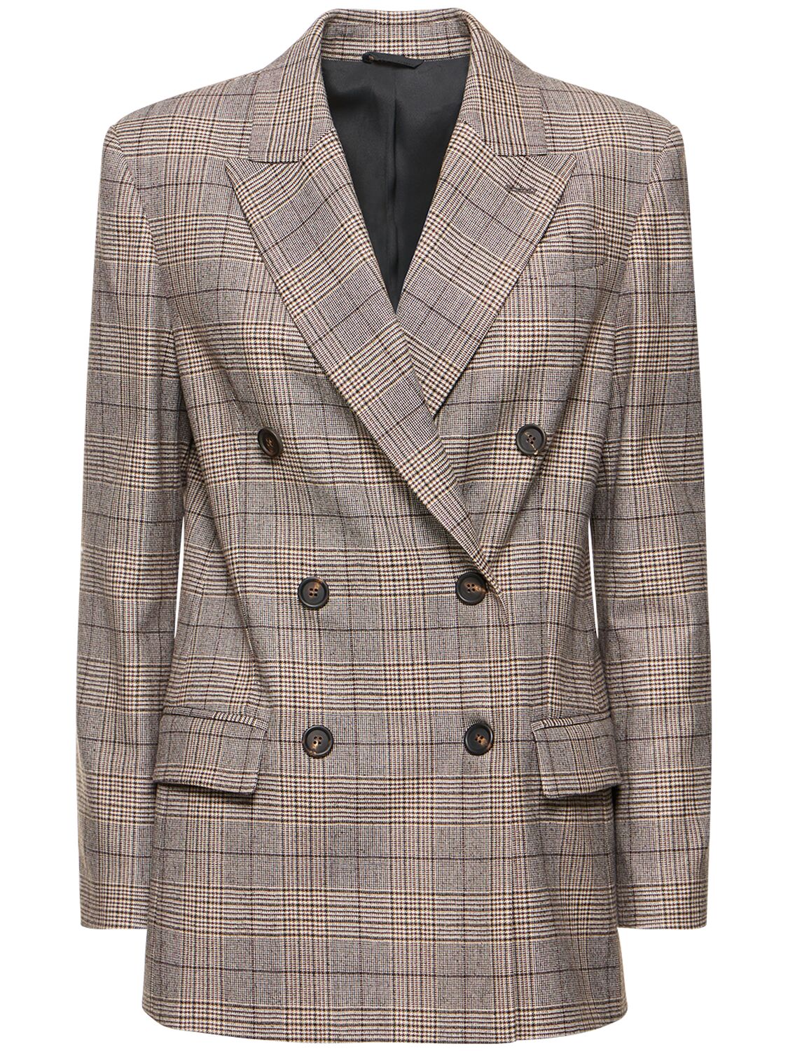 Brunello Cucinelli Prince Of Wales Wool Blend Jacket In Multicolor