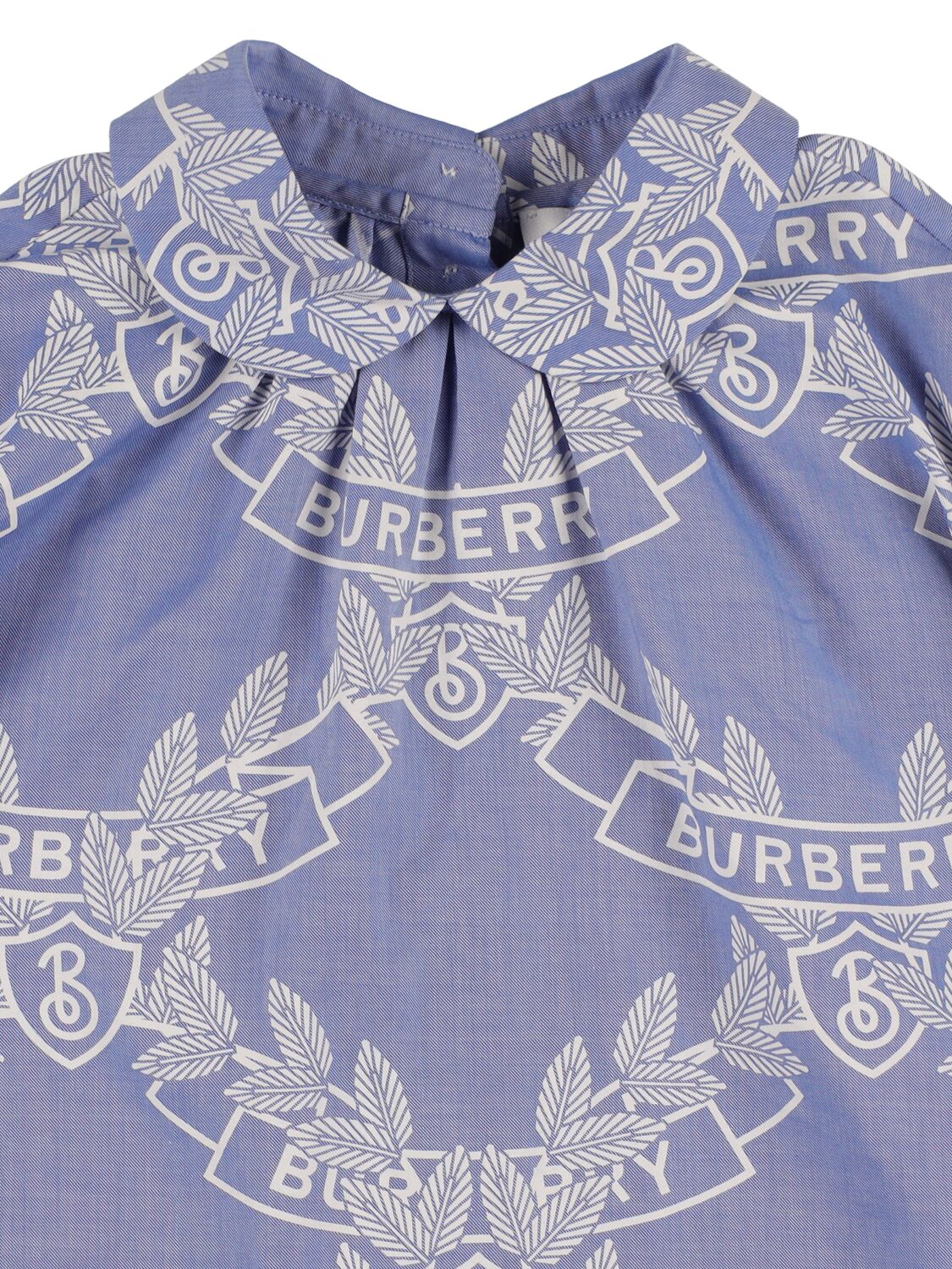 Shop Burberry Printed Cotton Poplin Puff Sleeve Shirt In Light Blue