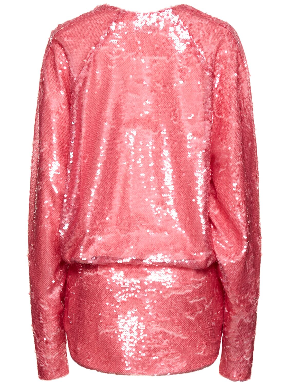 Shop Attico Gael Sequined V-neck Mini Dress In Light Pink