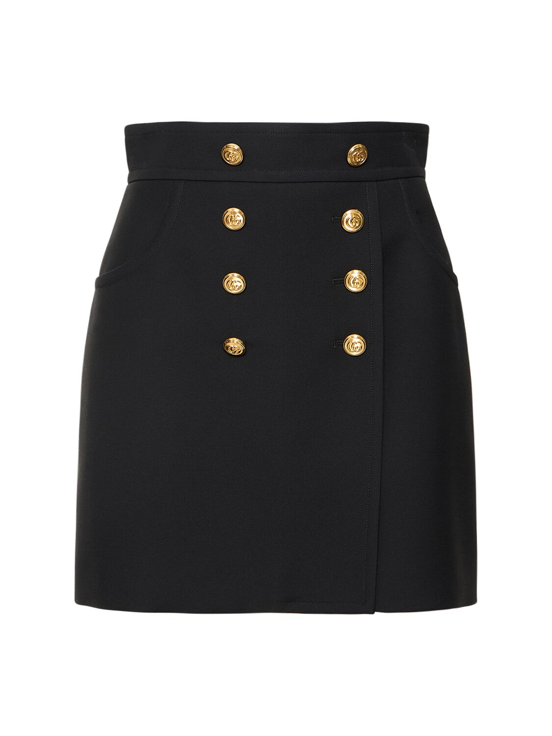 Shop Gucci Crepe Cady Silk Blend Skirt In Black