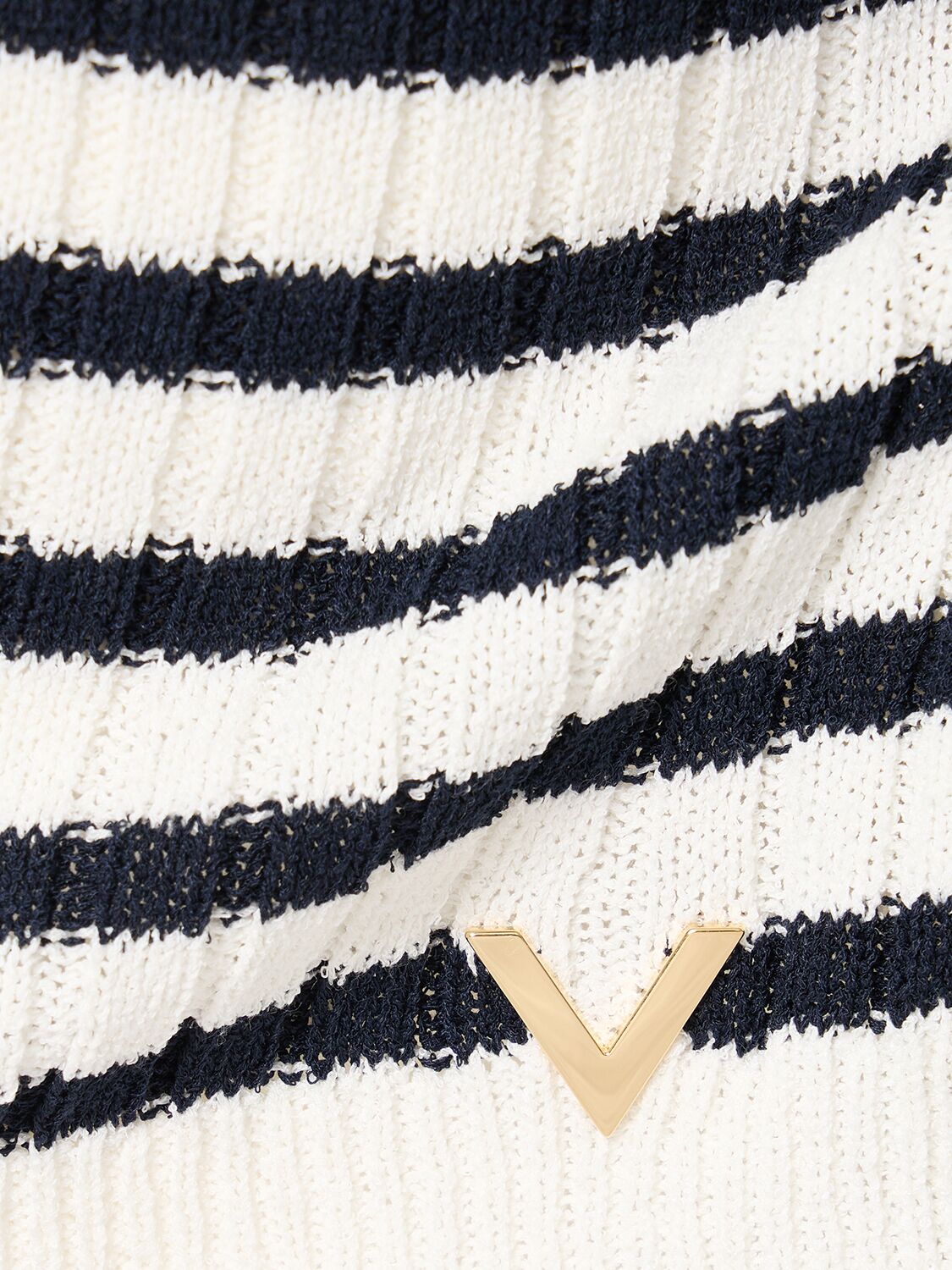 Shop Valentino Striped Viscose Blend Knit Sweater In White,navy