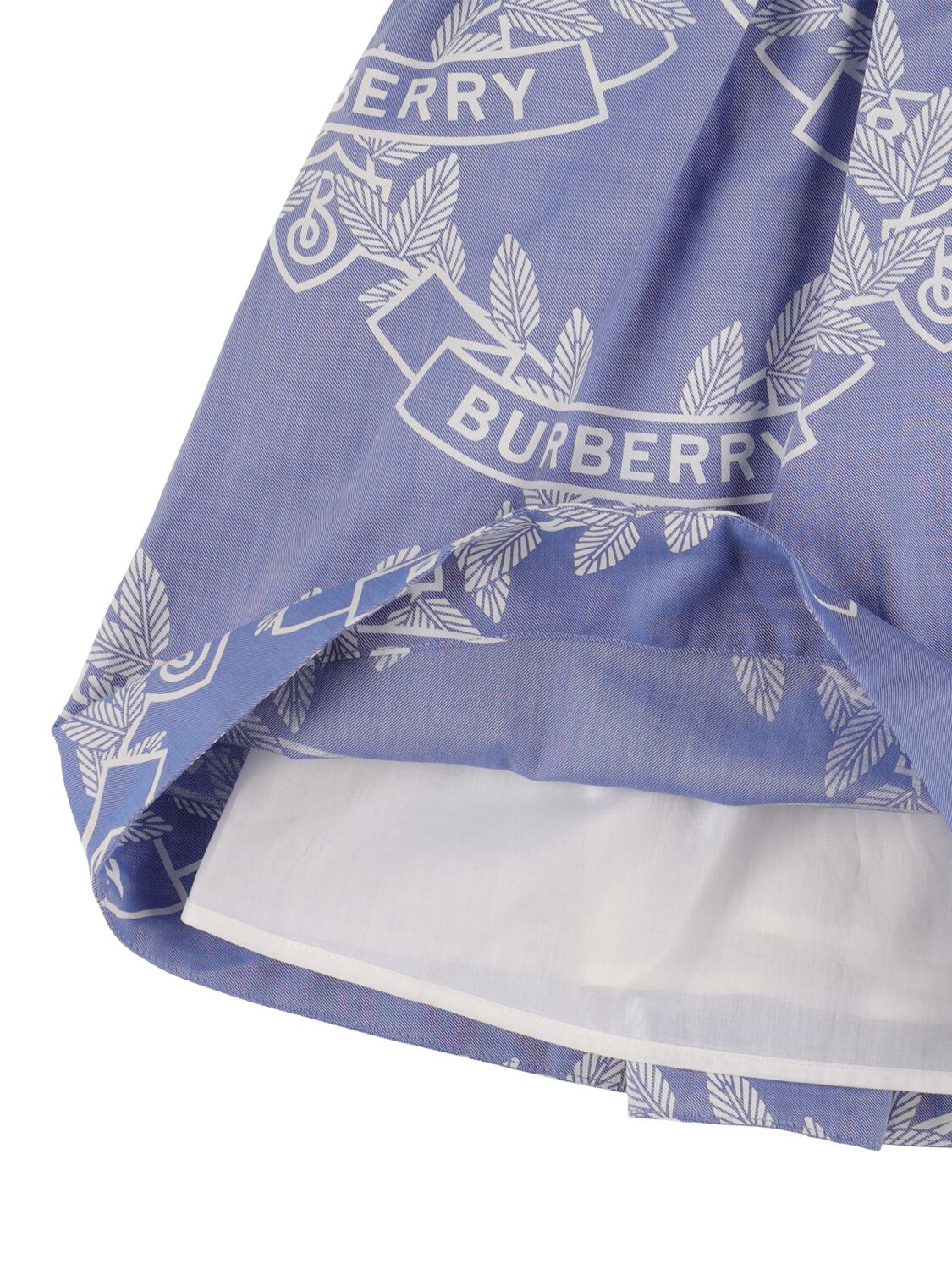 Shop Burberry Printed Cotton Dress W/ Puff Sleeves In Light Blue