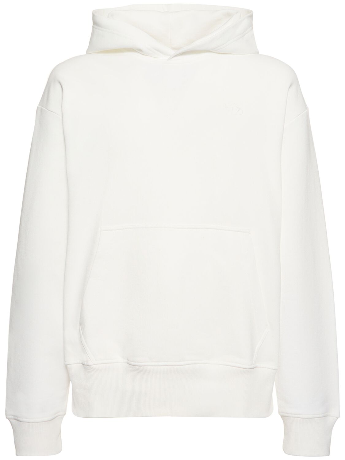 Diesel Oval-d Loose Cotton Fleece Hoodie In White