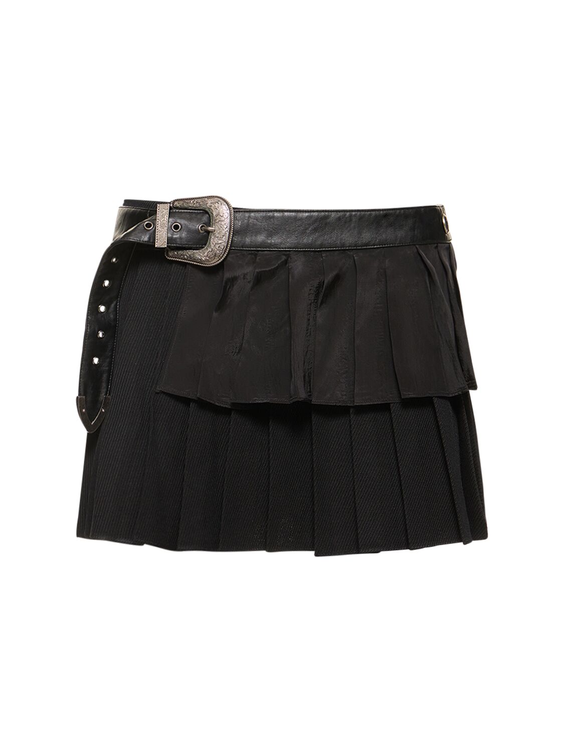 Birdie Wool Double Pleated Mini Skirt