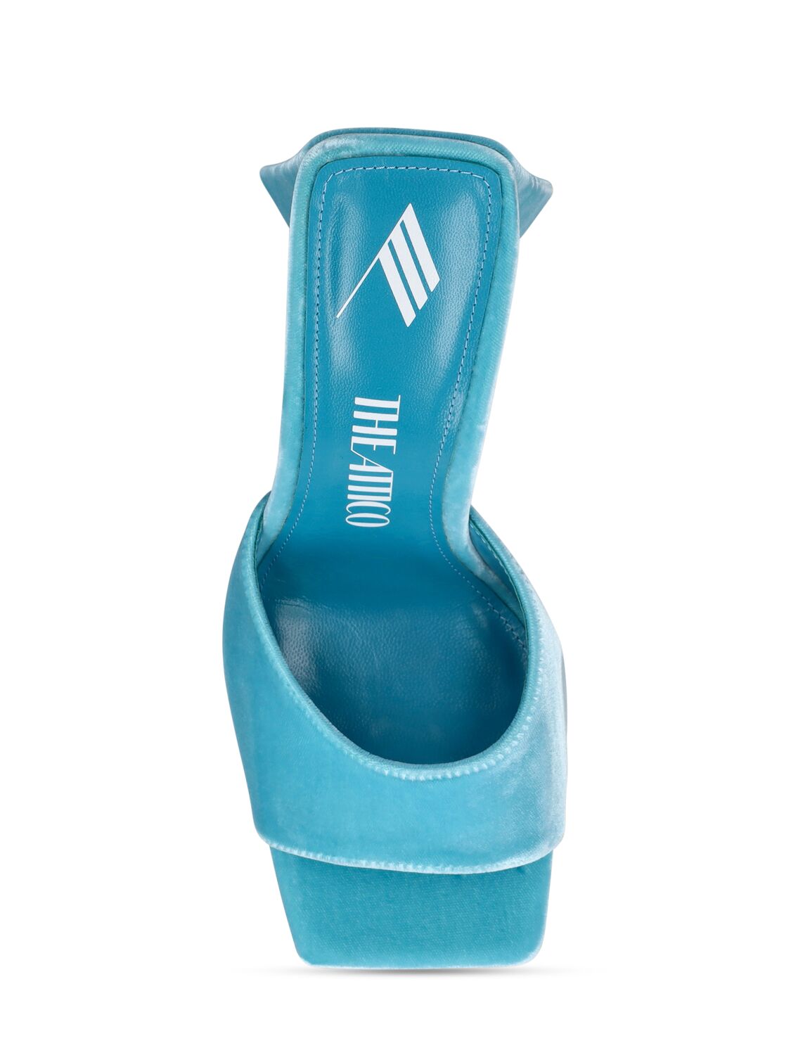 Shop Attico 115mm Devon Velvet Mules In Light Blue