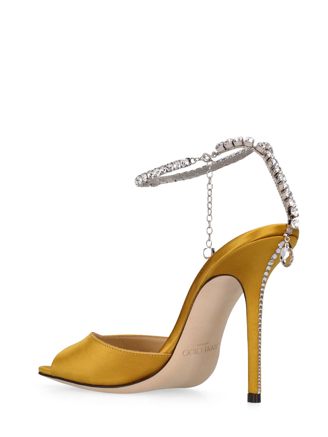 Shop Jimmy Choo 100mm Saeda Satin Sandals In Mustard