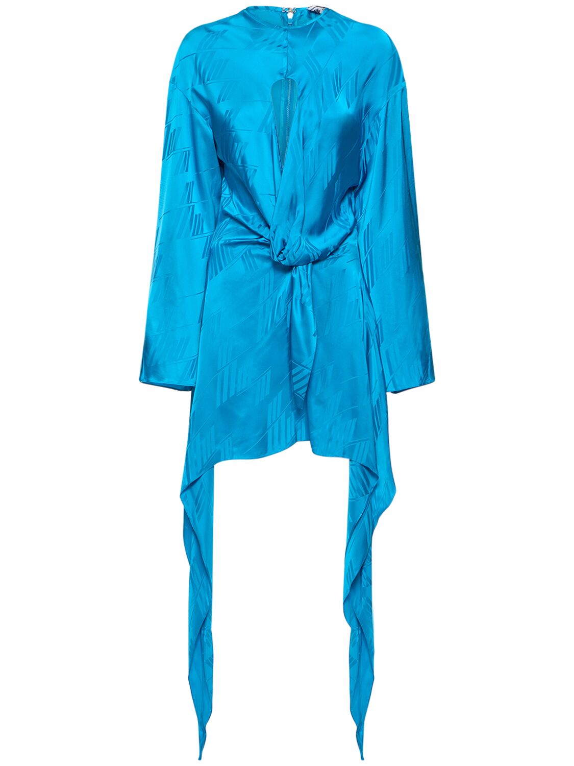 Shop Attico Louie Logo Jacquard Satin Mini Dress In Light Blue