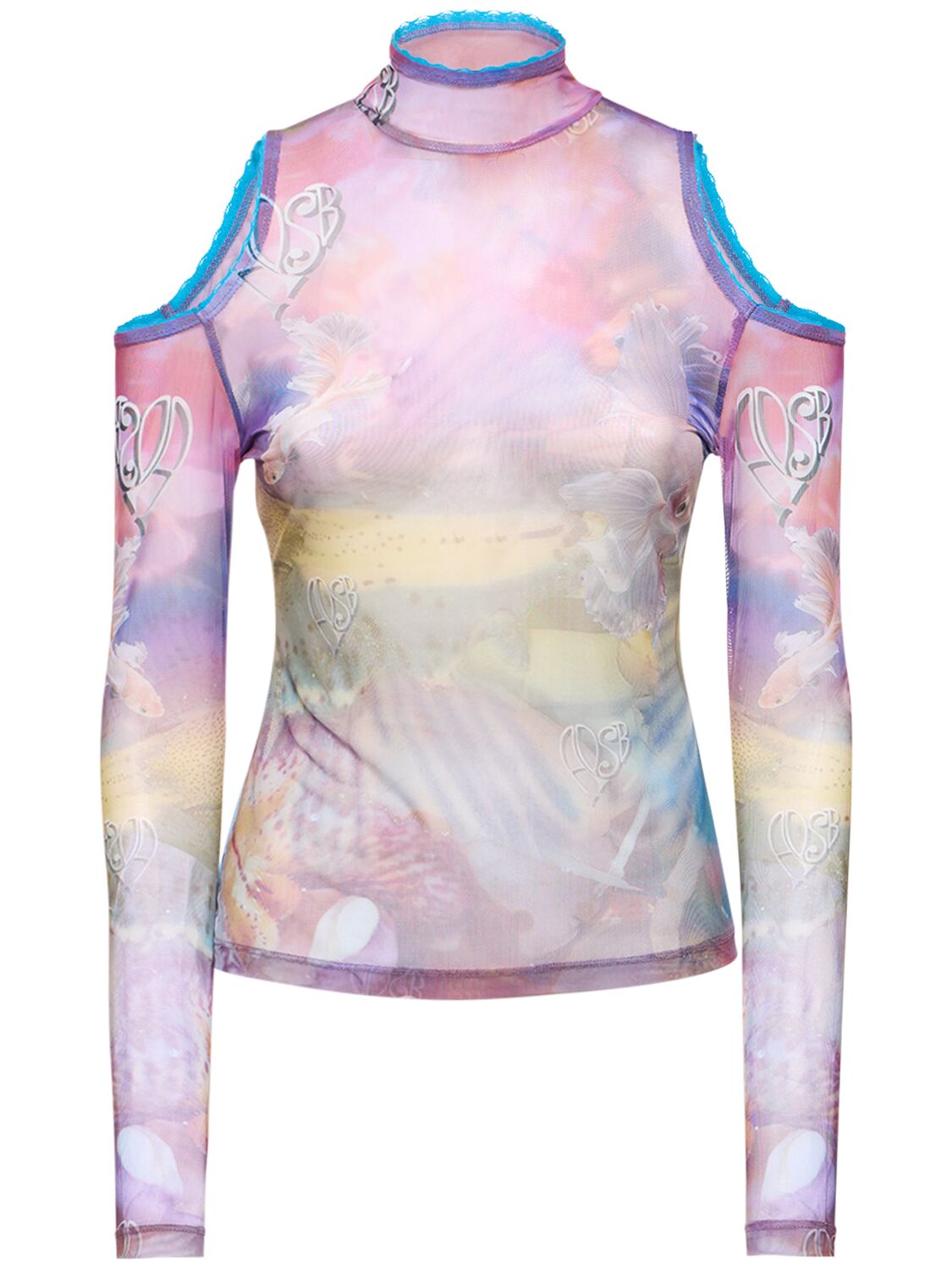 Shop Andersson Bell Luna Mystical Fairy Printed Mesh Top In Multicolor