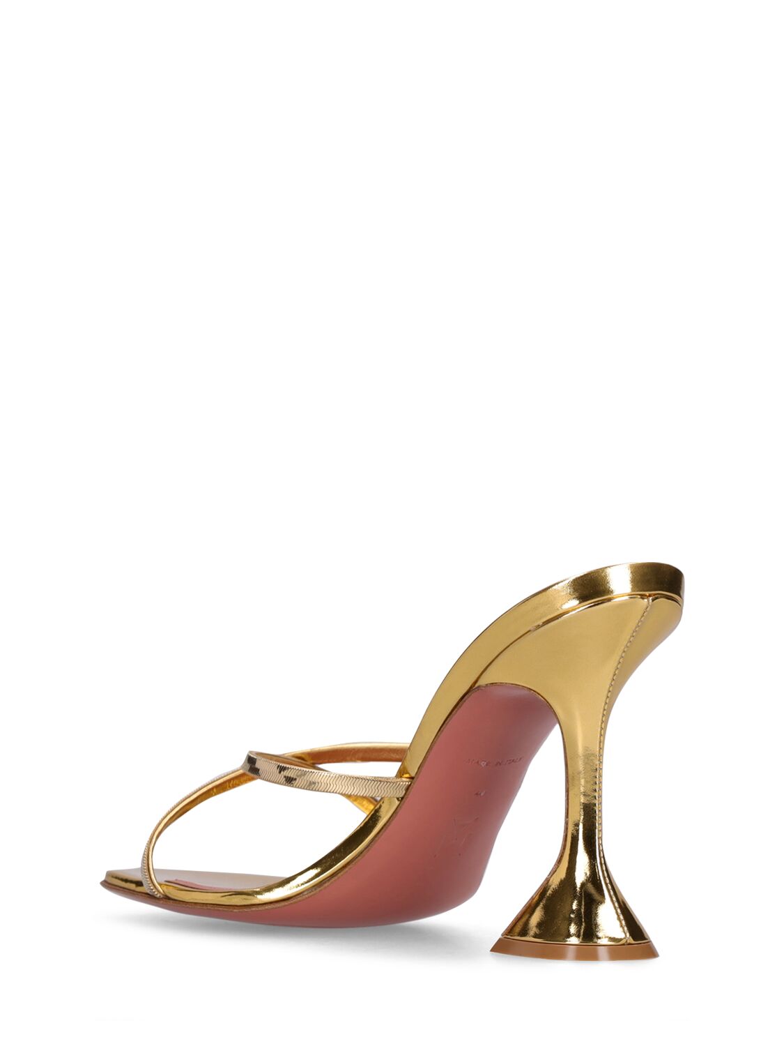 Shop Amina Muaddi 95mm Henson Mirror Leather Sandals In Gold
