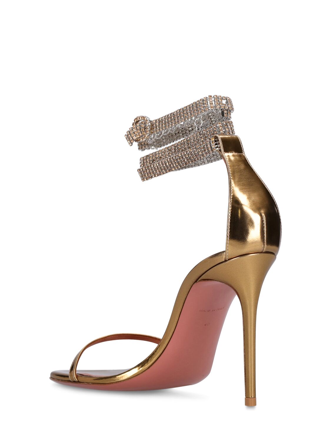 Shop Amina Muaddi Lvr Exclusive Giorgia Mirror Sandals In Gold