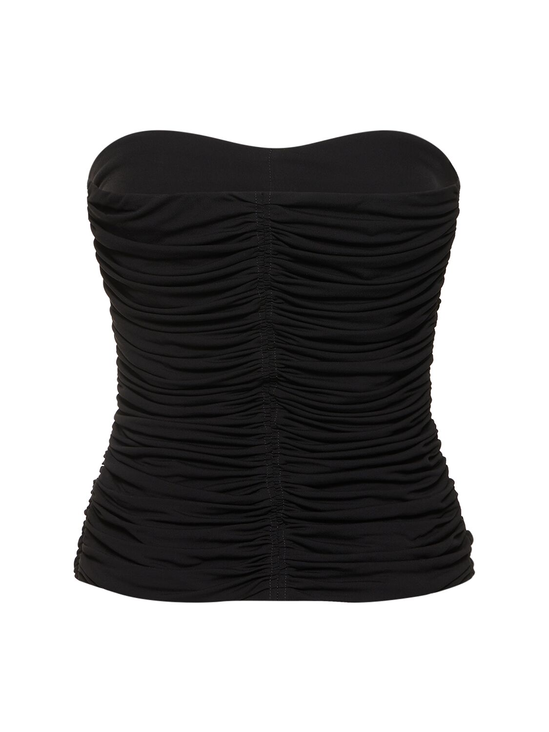 Shop Saint Laurent Sleeveless Viscose Bustier Top In Black