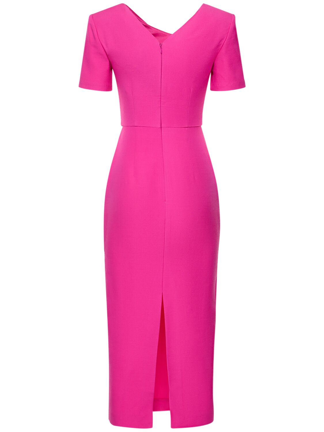 Shop Roland Mouret Silk & Wool Midi Dress In Pink