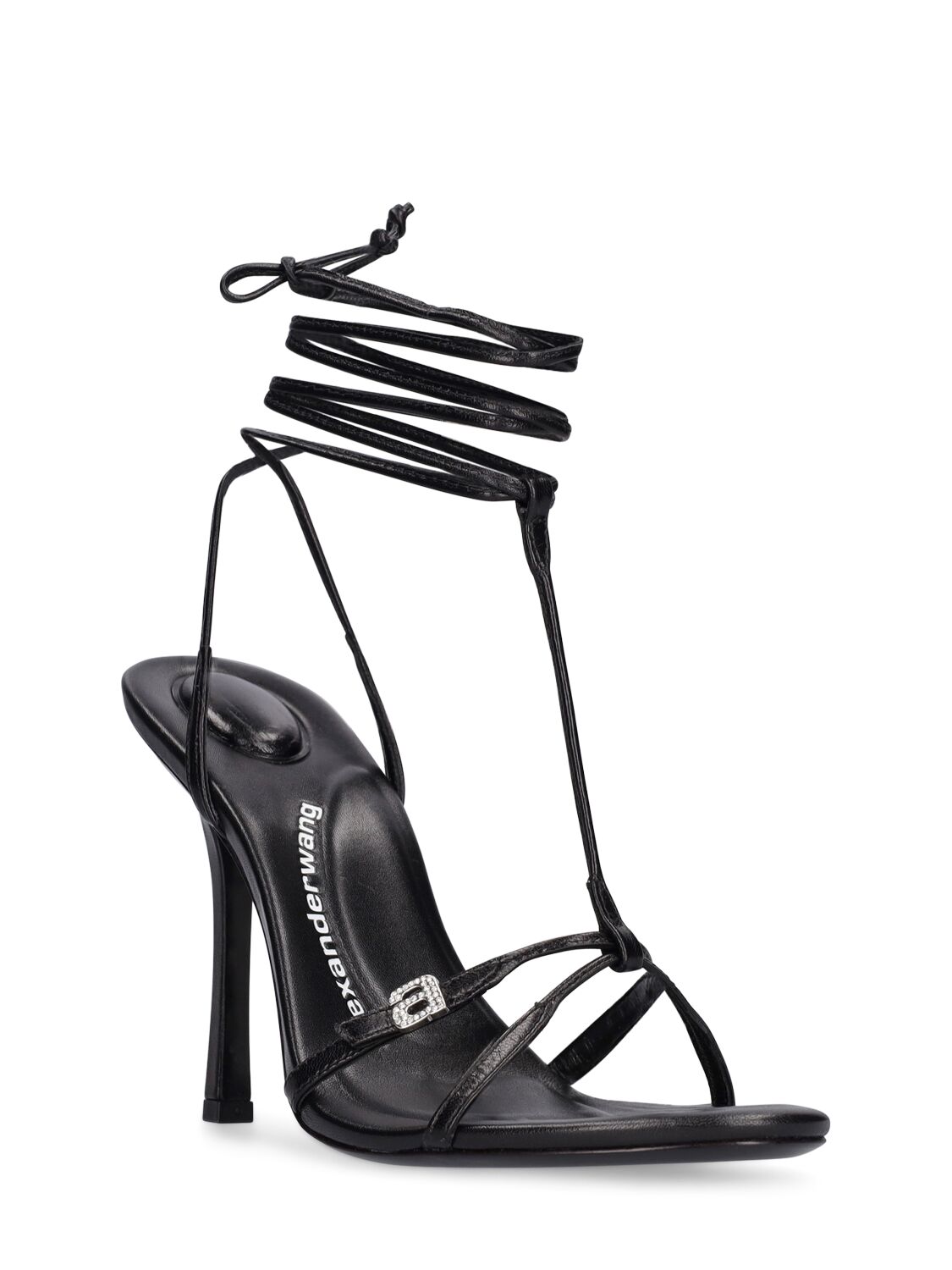 Shop Alexander Wang 105mm Lucienne Leather Thong Sandals In Black