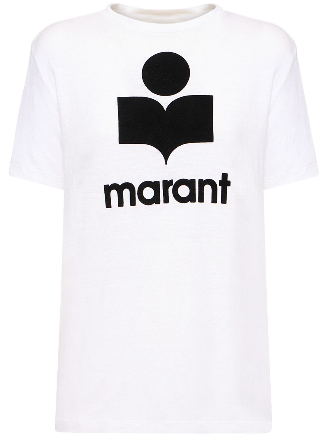 Shop Marant Etoile Zewel Printed Linen T-shirt In White