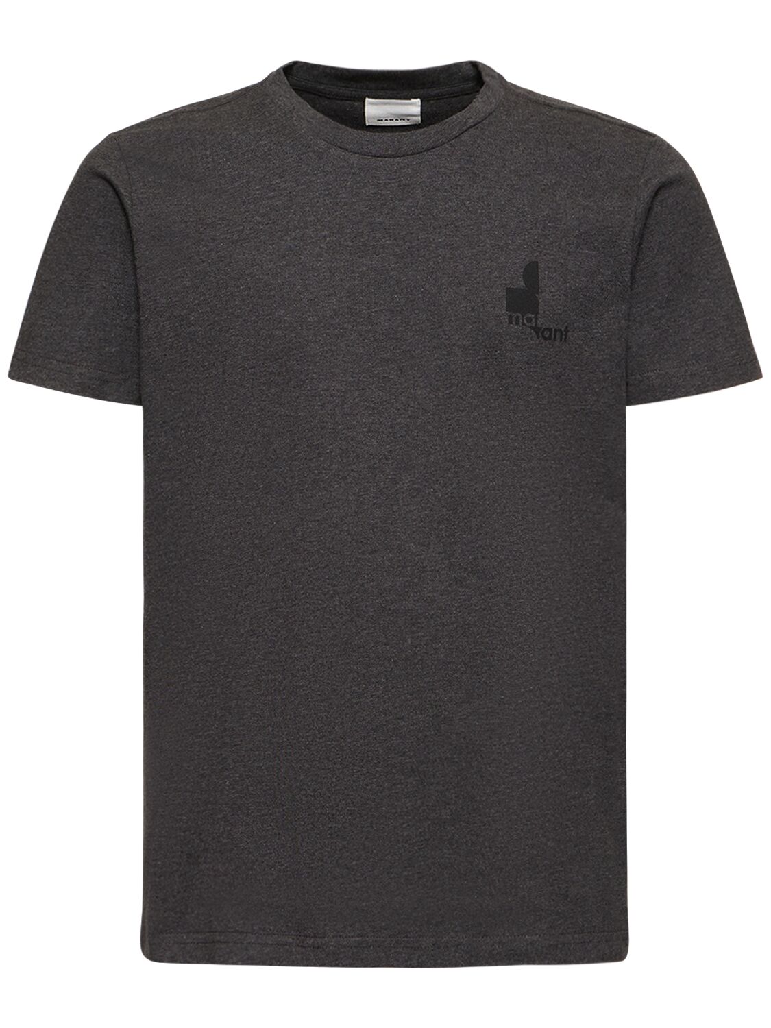 Isabel Marant Logo Printed Cotton Jersey T-shirt In Grey,black