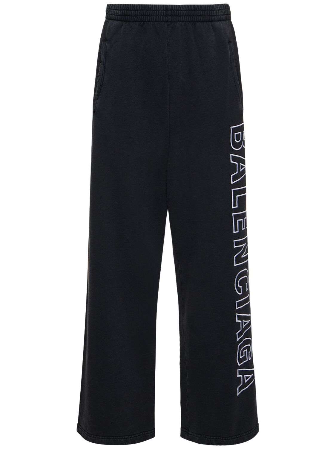 Shop Balenciaga Baggy Cotton Sweatpants In Washed Black