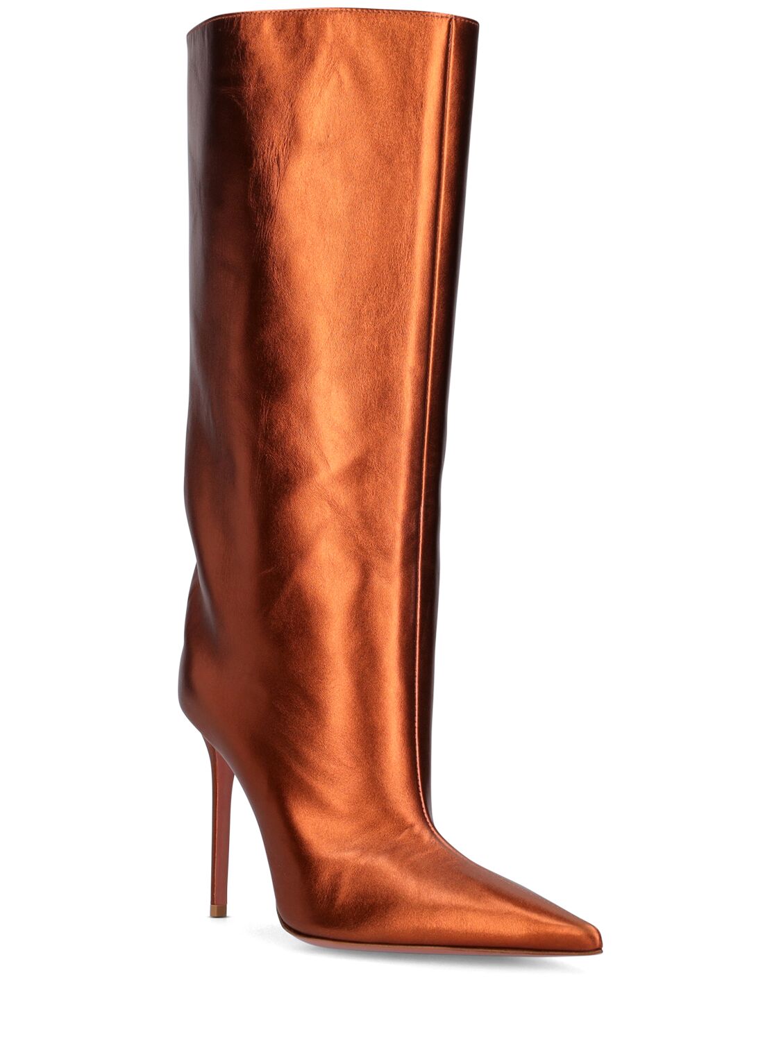 Shop Amina Muaddi Lvr Exclusive Fiona Leather Boots In Bronze