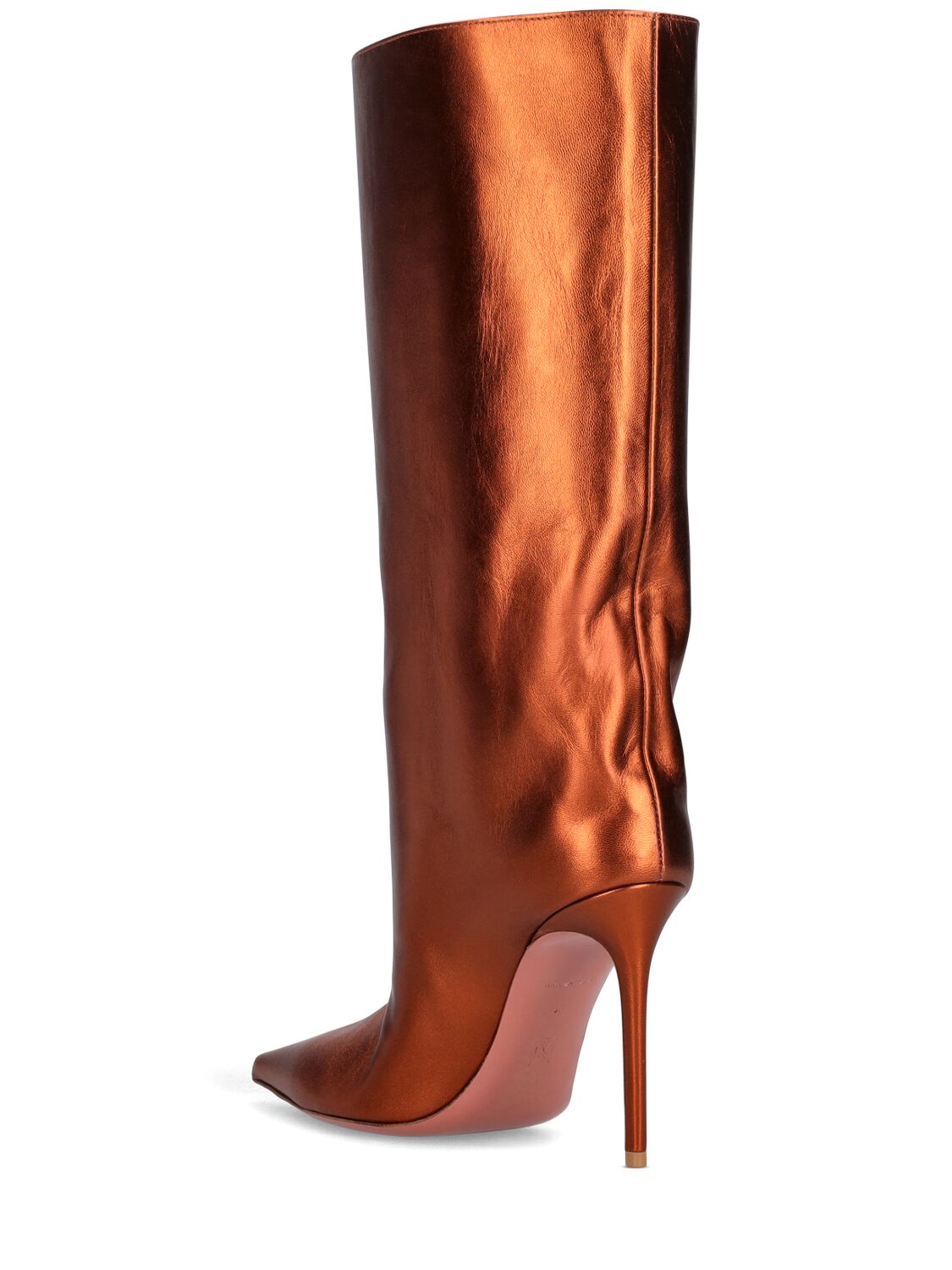 Shop Amina Muaddi Lvr Exclusive Fiona Leather Boots In Bronze