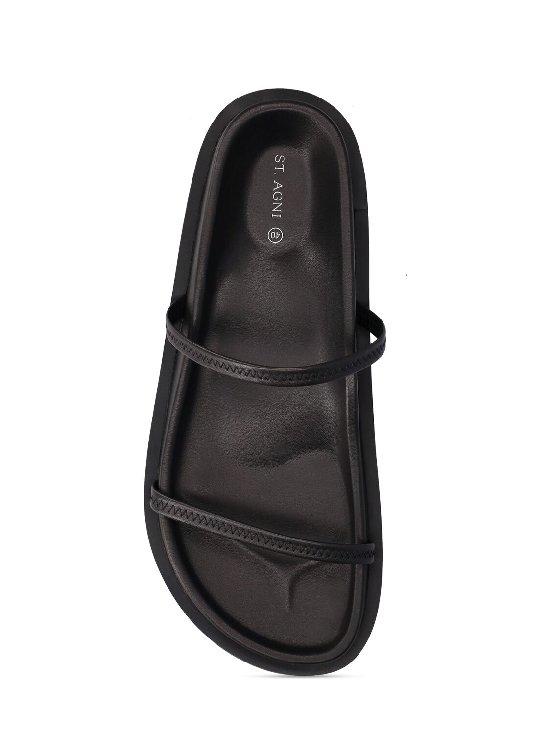 Shop St.agni 30mm Fine Strap Leather Slide Flats In Black