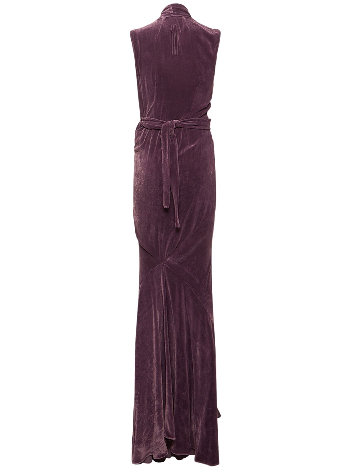 Shop Rick Owens Sleeveless Velvet Wraparound Maxi Dress In Dark Purple