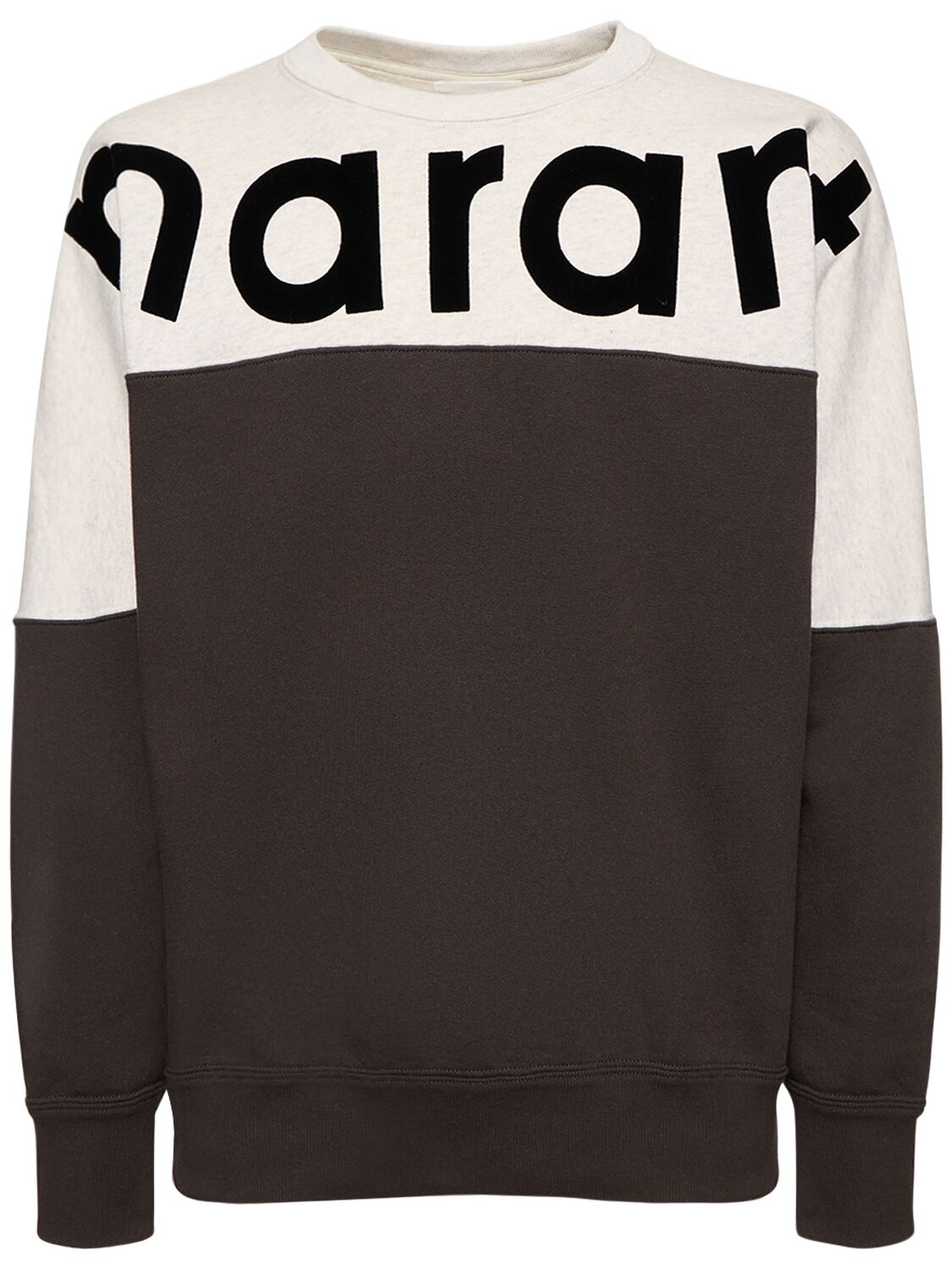 Isabel Marant Color Block Cotton Crewneck Sweatshirt In Washed Black