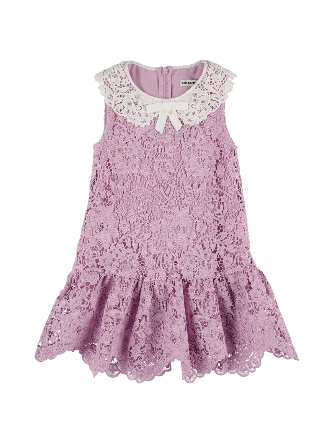 Self-portrait Kids' Floral Lace Sleeveless Dress W/ Bow In Pink