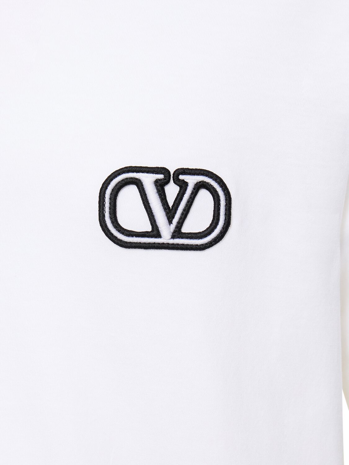 Shop Valentino Regular Fit Cotton T-shirt With Logo In White