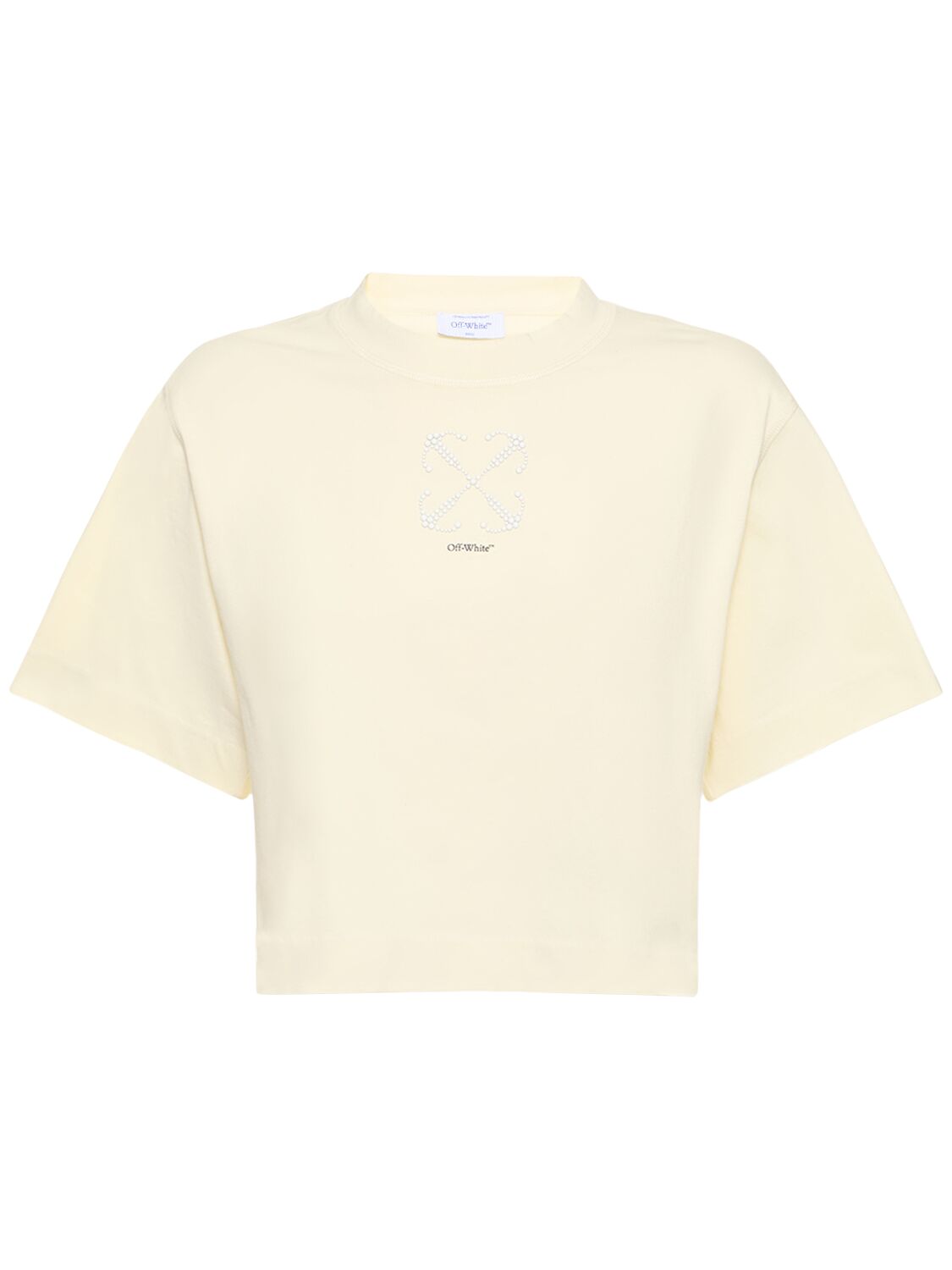 Embellished Cotton Crop T-shirt – WOMEN > CLOTHING > T-SHIRTS