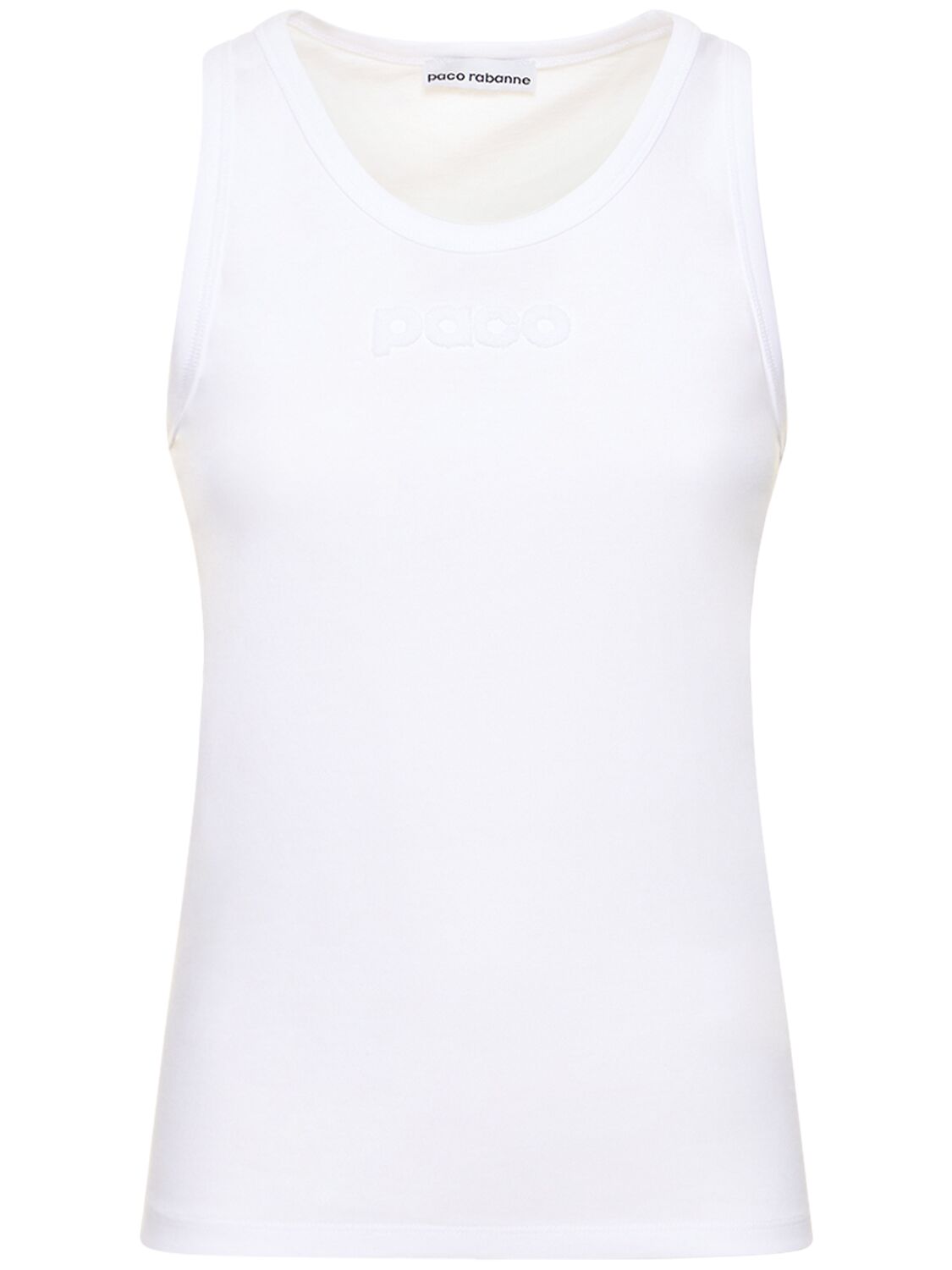 Rabanne Logo Cotton Jersey Tank Top In White