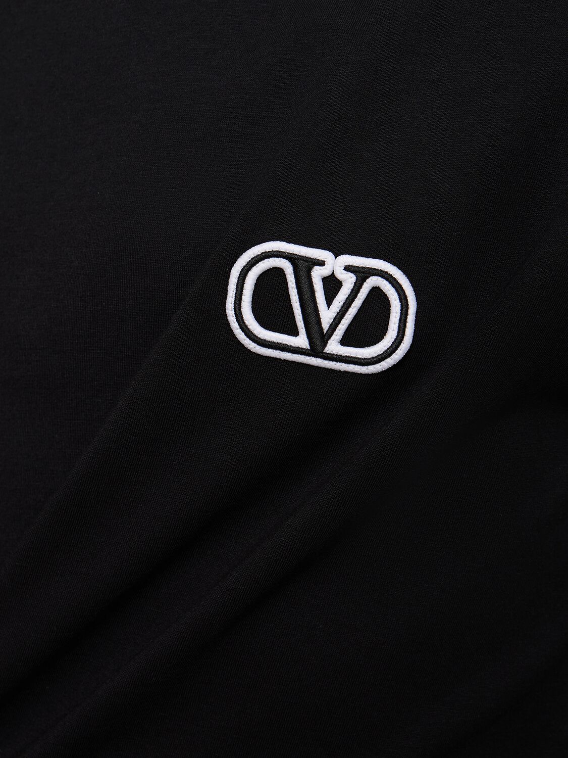 Shop Valentino Regular Fit Cotton T-shirt With Logo In Black