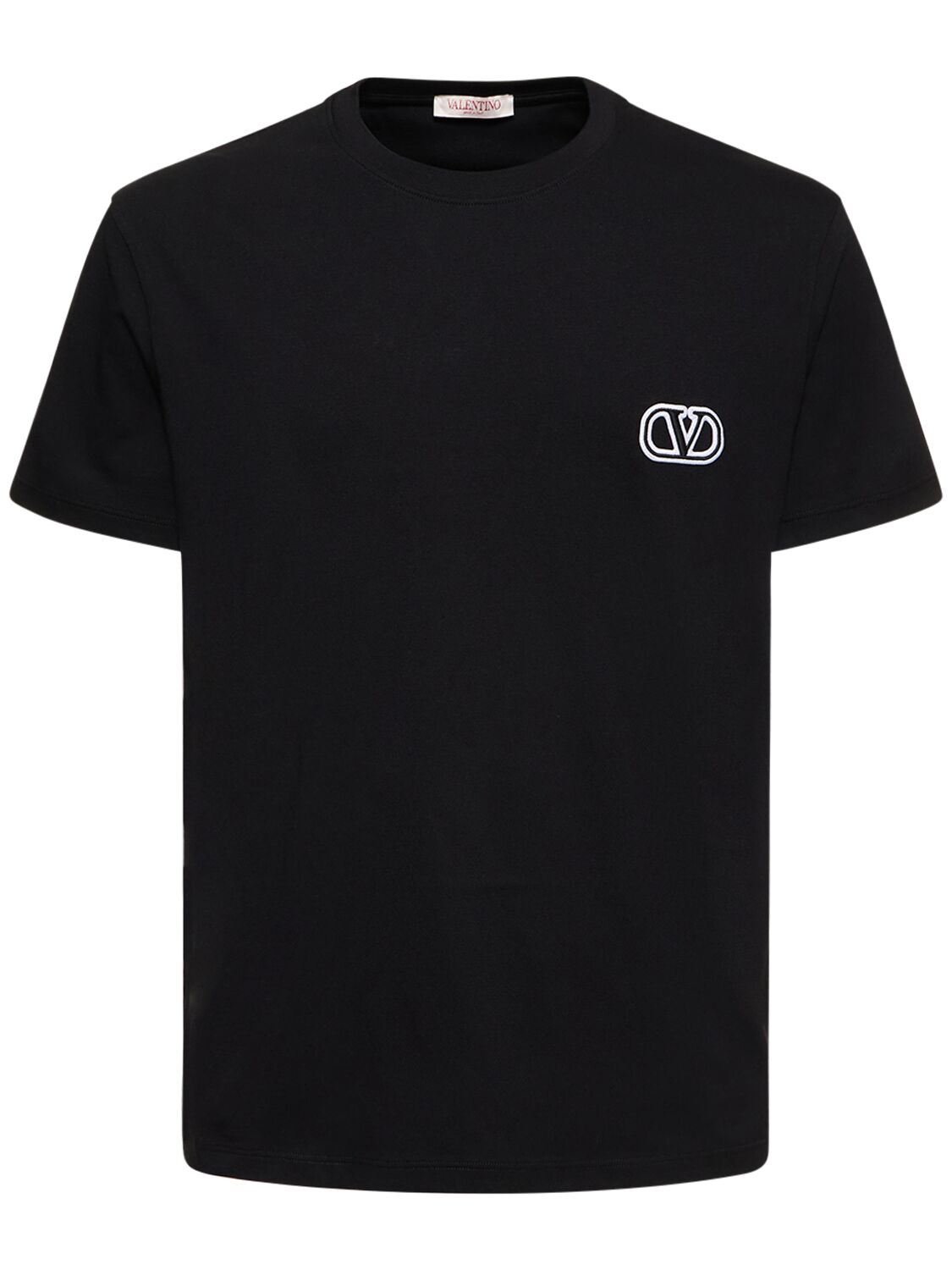 Shop Valentino Regular Fit Cotton T-shirt With Logo In Black