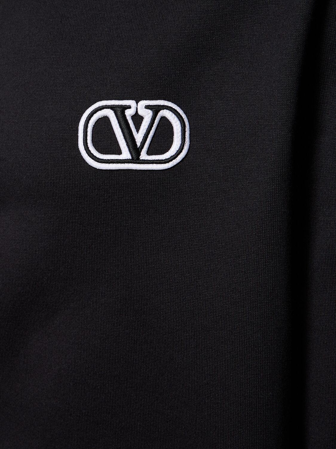 Shop Valentino Cotton Sweatshirt Hoodie W/ Logo In Black