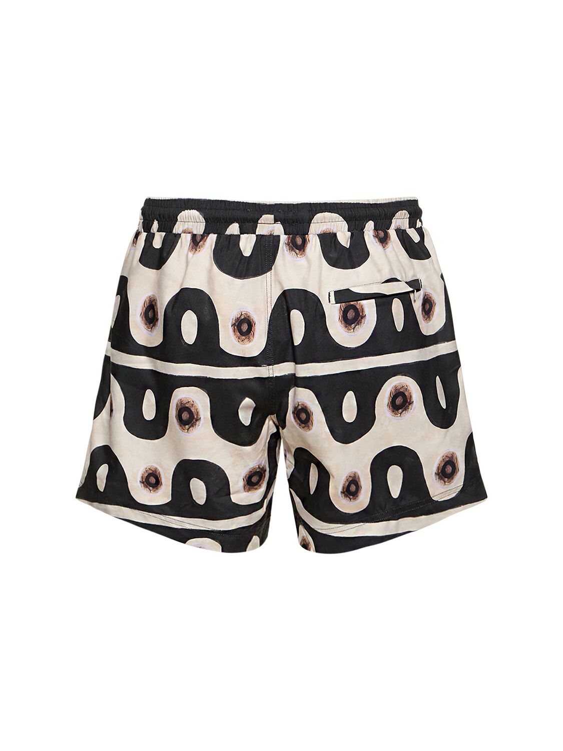 Shop Commas Jungle Wave Printed Nylon Swim Shorts In Black,beige