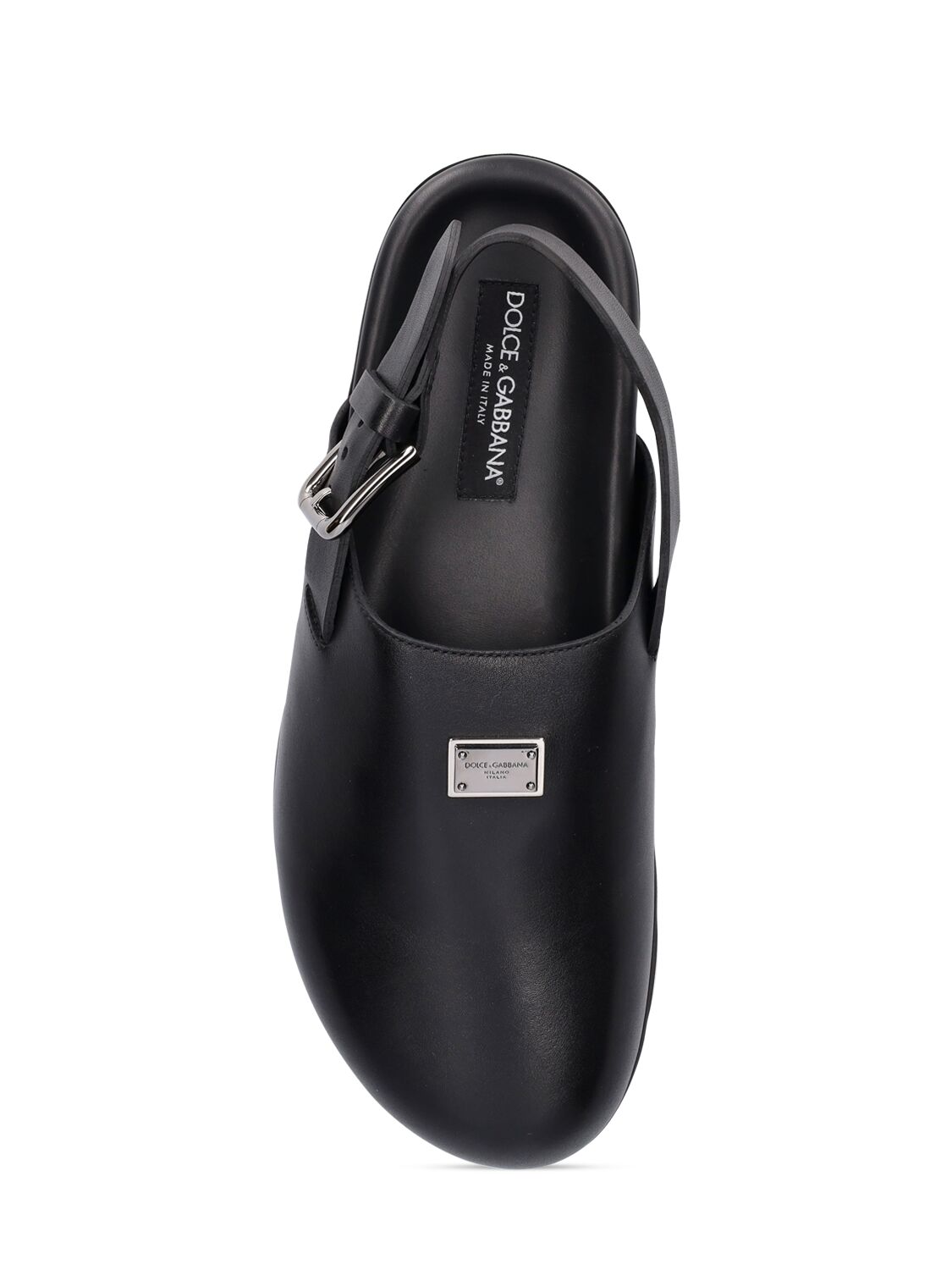 Shop Dolce & Gabbana Leather Sandals W/ Logo Plaque In Black