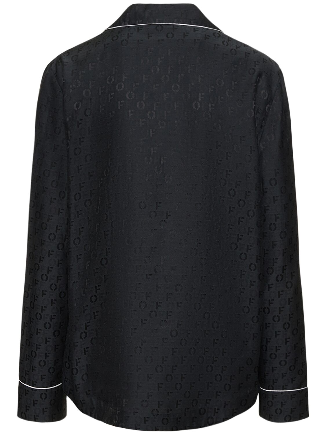 Shop Off-white Silk Blend Jacquard Pajama Shirt In Black