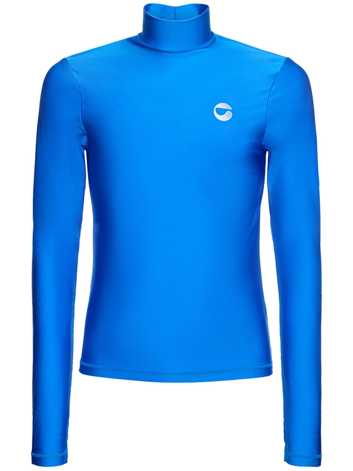 Coperni Logo Fitted High Collar L/s T-shirt In Electric Blue