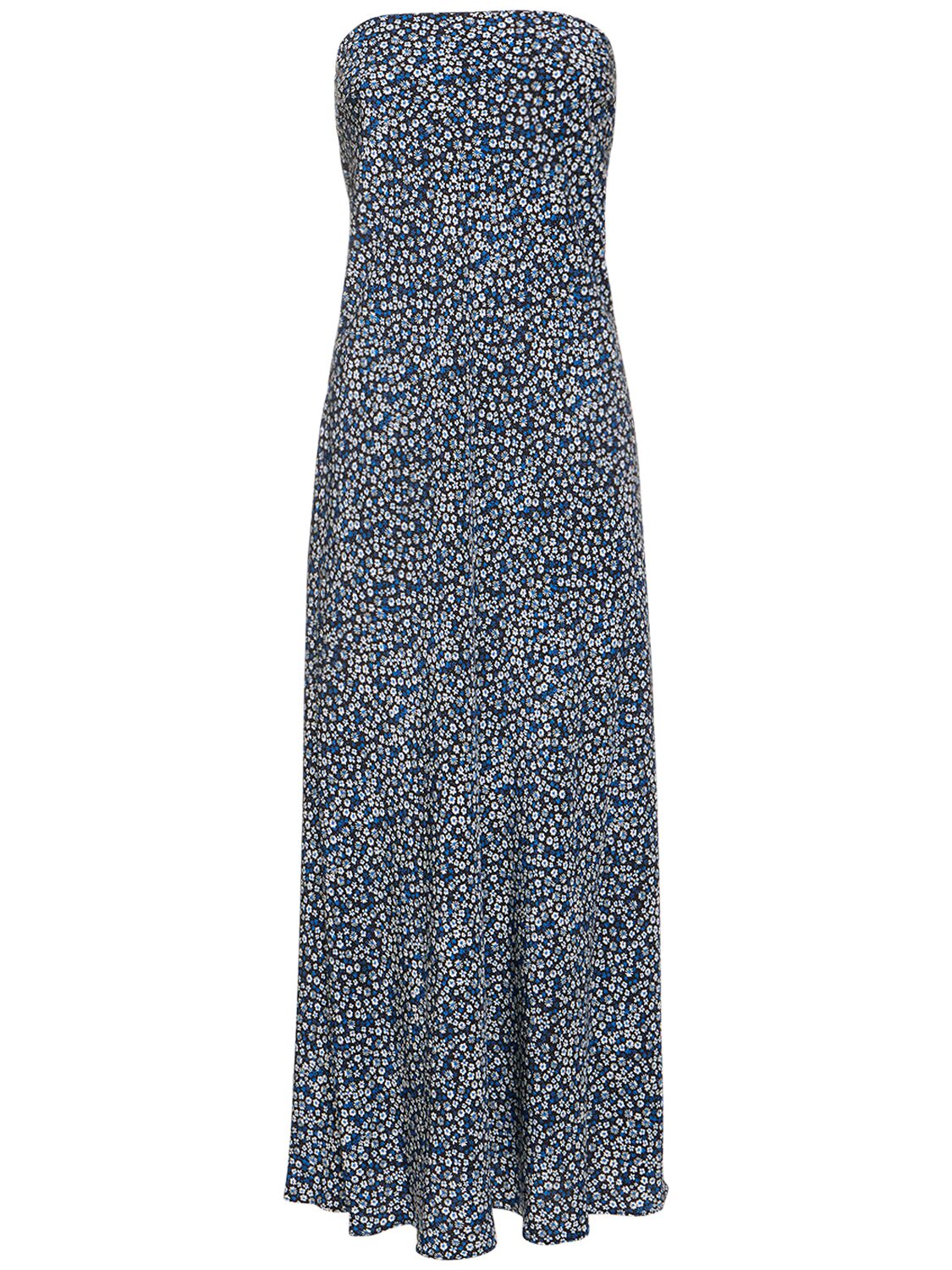 Floral Silk Crepe Strapless Maxi Dress – WOMEN > CLOTHING > DRESSES