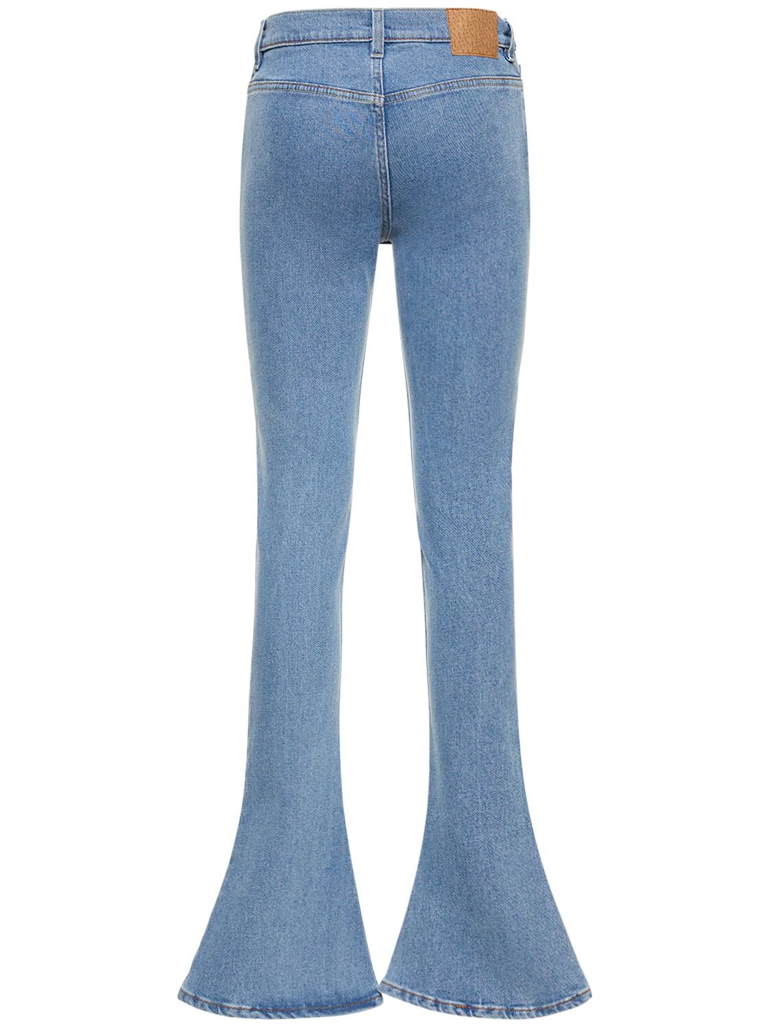 Shop Magda Butrym Flared Low Rise Cotton Denim Jeans In Blue