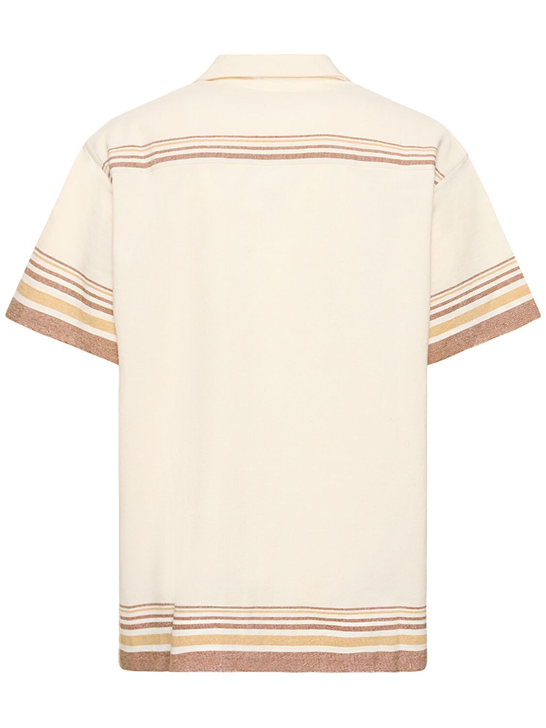 Shop Harago Striped Cotton Short Sleeve Shirt In Beige