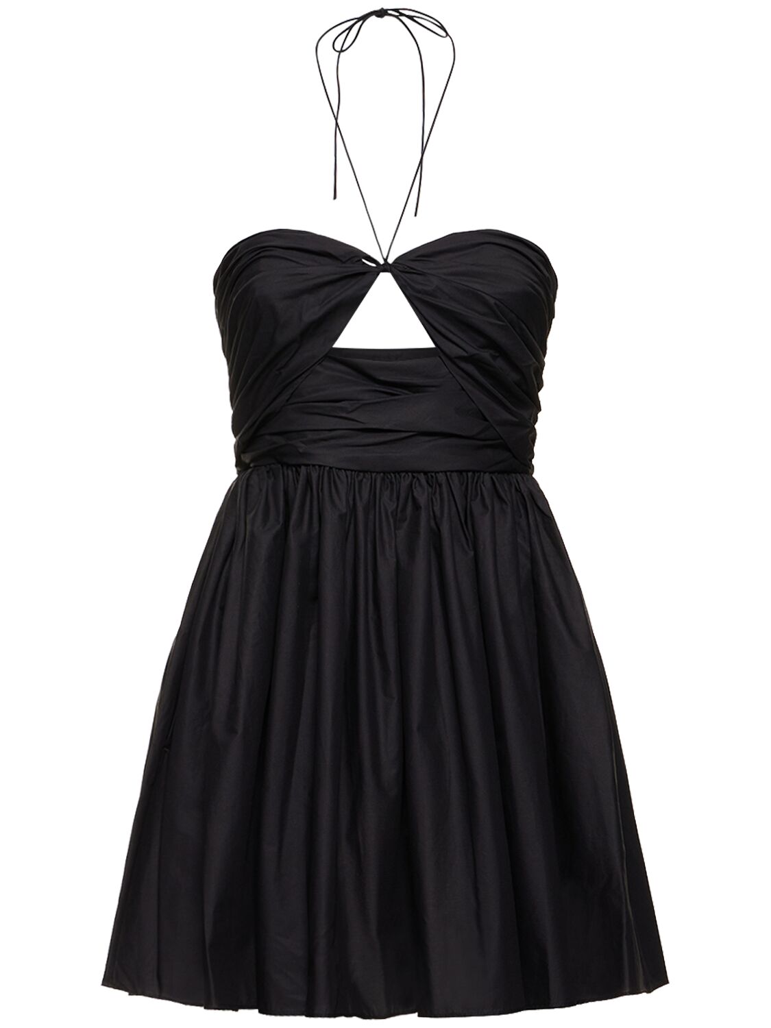 Matteau Ruched Organic Cotton Poplin Mini Dress In Black