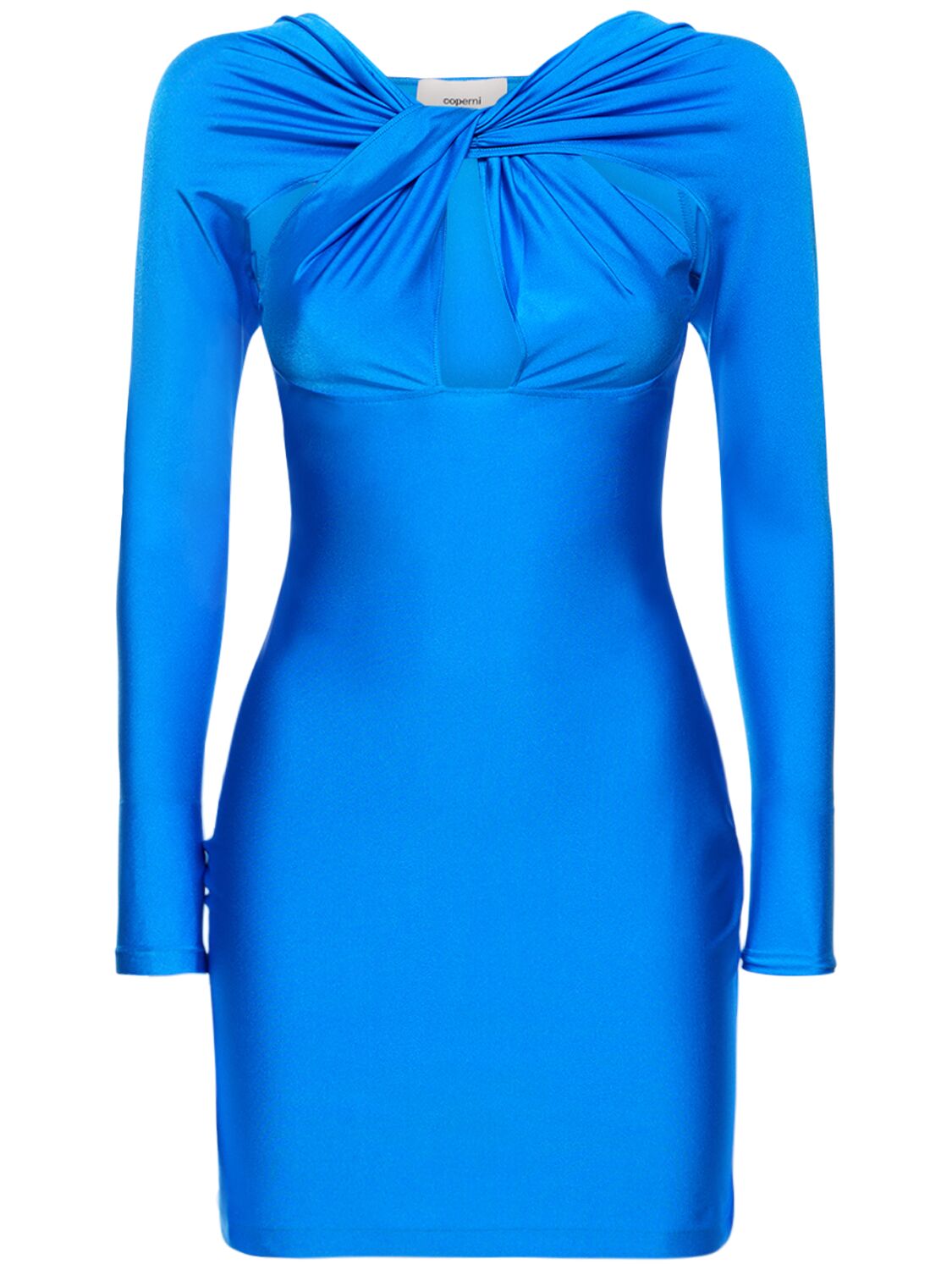 Coperni Twisted Cut-out Jersey Dress In Electric Blue
