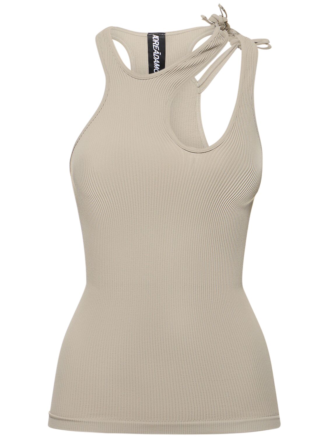 Andreädamo Ribbed Jersey Top W/ Double Straps In Grey