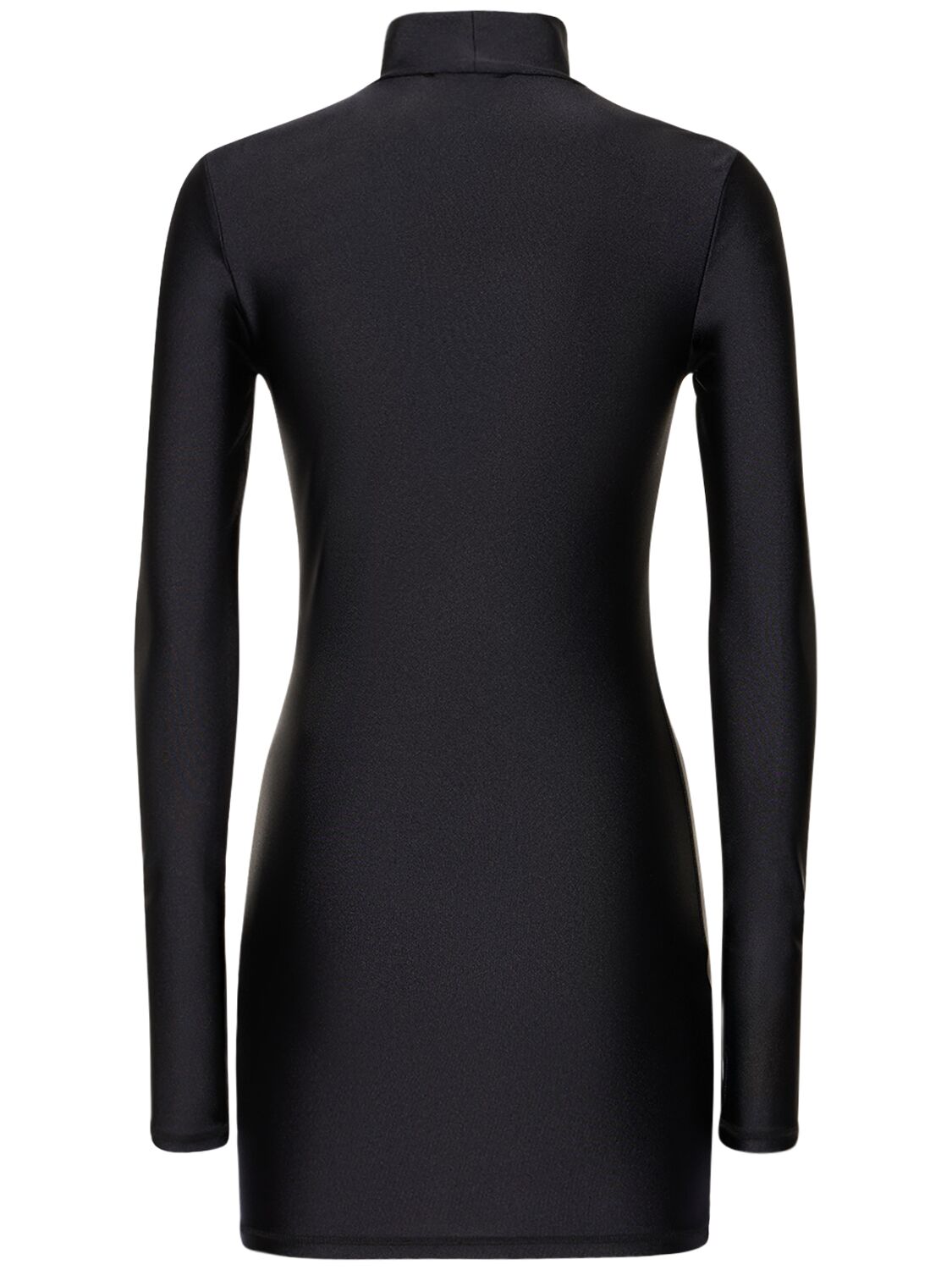 Shop Coperni High Neck Fitted Jersey Mini Dress In Black